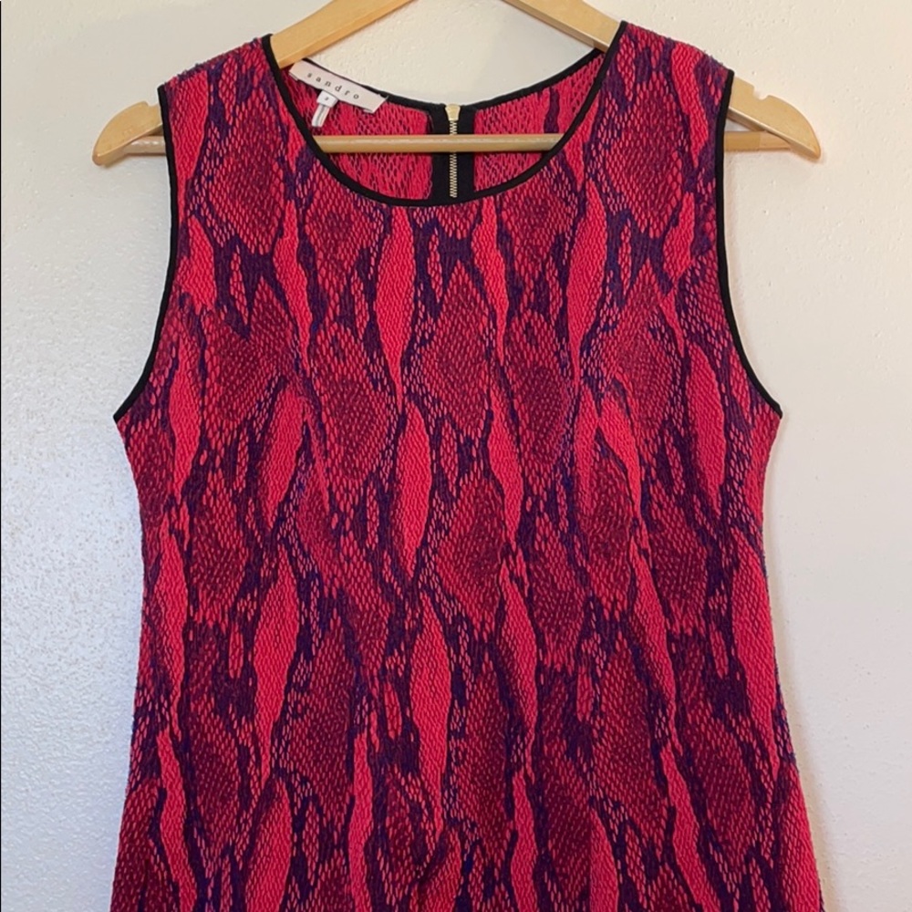Sandro stretchy red snake print sleeveless dress